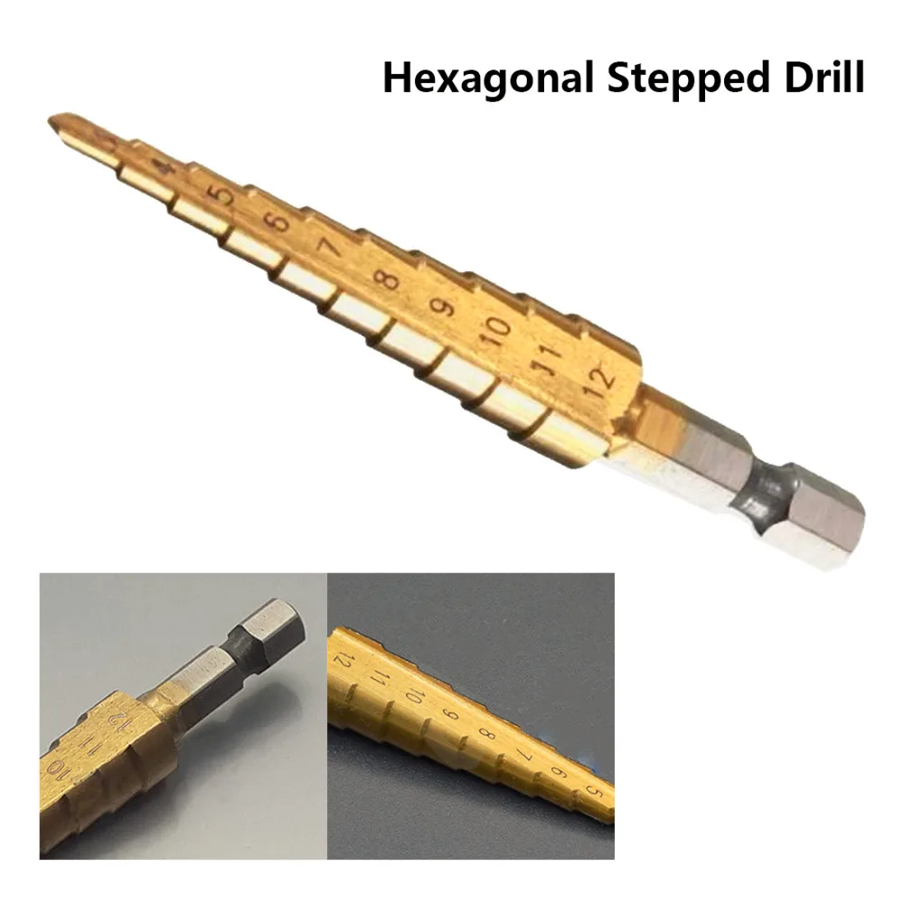 Ступенчатые сверла с титановым покрытием HSS 3-12 мм 1/4 с шестигранной ручкой, твердосплавное сверло, мини-сверло, набор сверл по дереву, PCB, металлу