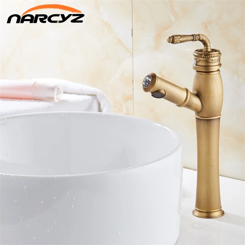 Bathroom Basin Antique color Faucet Water Tap Pull Out Spray Nozzle