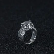 Кольцо FNJ в стиле панк, Орел, животное, сова, 925 серебро, Anillos, новая мода, S925 Стерлинговое Серебро, кольца для мужчин, ювелирное изделие, регулируемый размер, bague