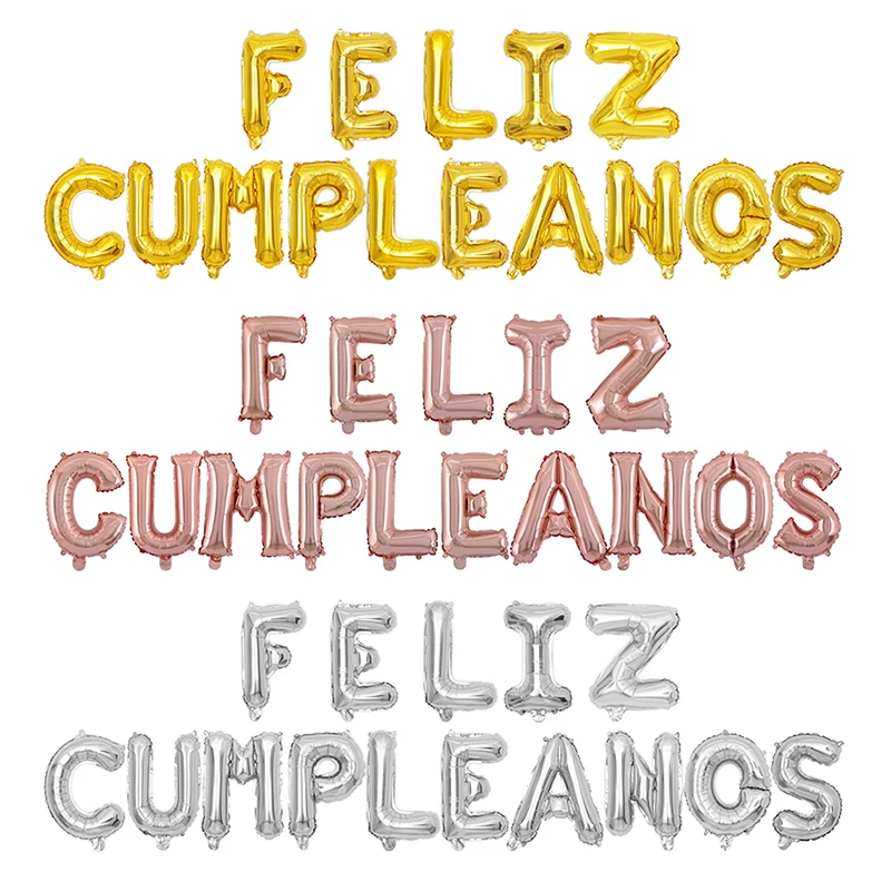 15 unids/set 16 pulgadas español Feliz cumpleaños letra alfabeto Globos inflables colgar Globos aire Globos decoración suministros 15 unids/set 16 pulgadas español Feliz cumpleaños letra alfabeto Globos inflables colgar Globos aire Globos decoración suministros