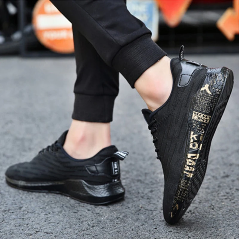 

2019 New Spring Autumn Mesh Shoes Men Fashion Low top Black Men Shoes Casual Letter Flat Bottom Shoes Sneakers Board Shoes