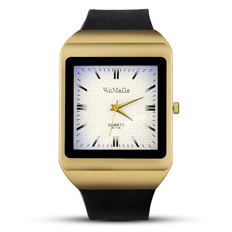 WoMaGe бренд золотой чехол часы мужские повседневные модные унисекс часы горячая Распродажа часы kol saati силиконовые наручные часы masculino relojes - Цвет: Белый