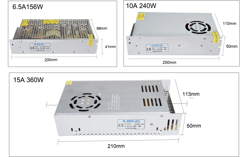 DC 12V 24V 1A 2A 3A 5A 6.5A 8.5A 10A 15A 20A 30A 504W 360W Питание источник трансформатор AC85-265V DC/DC 12V 24V Мощность адаптер