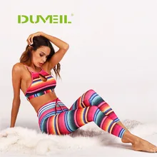 Пикантные разноцветные печати Йога Спортивный костюм Для женщин жилет+ штаны для йоги Фитнес спинки Йога Комплект бодибилдинг тренажерный зал работает спортивная