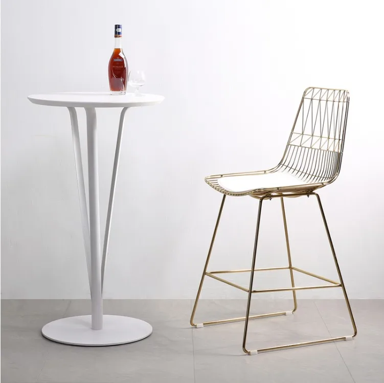 Seat Height 45/65/75CM Nordic simple wrought iron chair modern bar wire high chair creative metal mesh hollow net red chair Seat Height 45/65/75CM Nordic simple wrought iron chair modern bar wire high chair creative metal mesh hollow net red chair