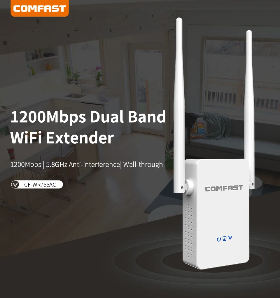 1200 Мбит/с беспроводной WiFi повторитель сигнала усилитель 802.11AC двухдиапазонный 5G домашний Wifi усилитель 2* 3dbi антенна беспроводной WiFi удлинитель