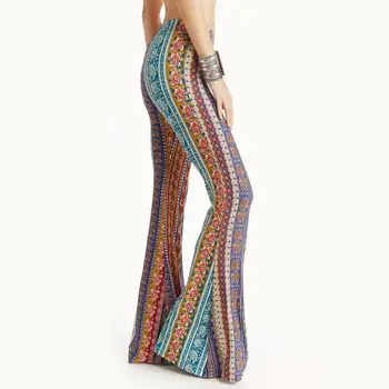 

Boho Flower Print Gypsy Women Bell Bottom Loose Wide Leg Flared Long Pants hot