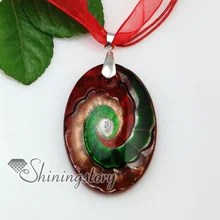 oval glitter swirled pattern lampwork murano Italian venetian handmade glass necklaces pendants colored cheap fashion jewellery