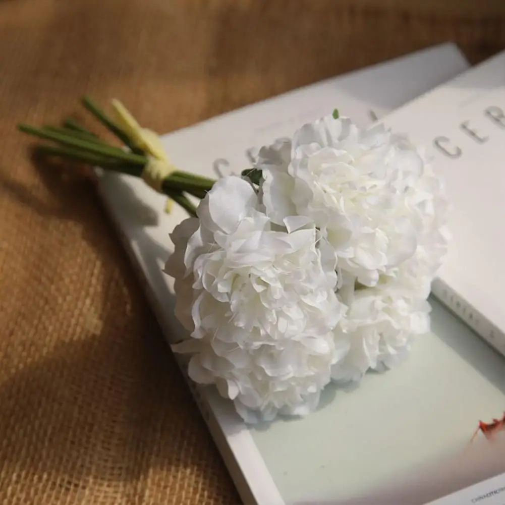 Искусственный цветок пиона, 5 головок, украшение для дома, свадьбы, вечеринки, День Святого Валентина, красивые очаровательные букеты невесты, поддельные Цветочные наклейки, сделай сам - Цвет: White