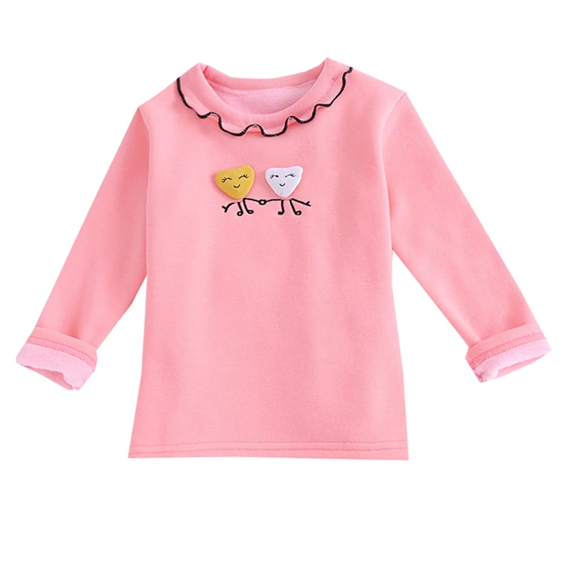 Winter Baby Girl T Shirts Plus Velvet Kids Clothes Top Warm Long Sleeve