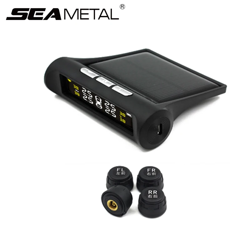 

Car TPMS Alarm Tire Pressure Sensor Monitoring Intelligent System Solar Power Wireless LCD Monitor Sensors For Car Outside Type