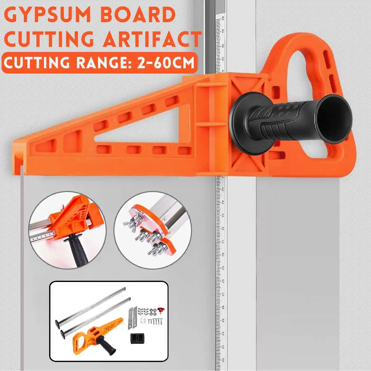 

Manual Gypsum Board Cutter Hand Push Drywall Cutting Artifact Tool with Double Blade and 4 Bearings 20-600mm Cutting Range