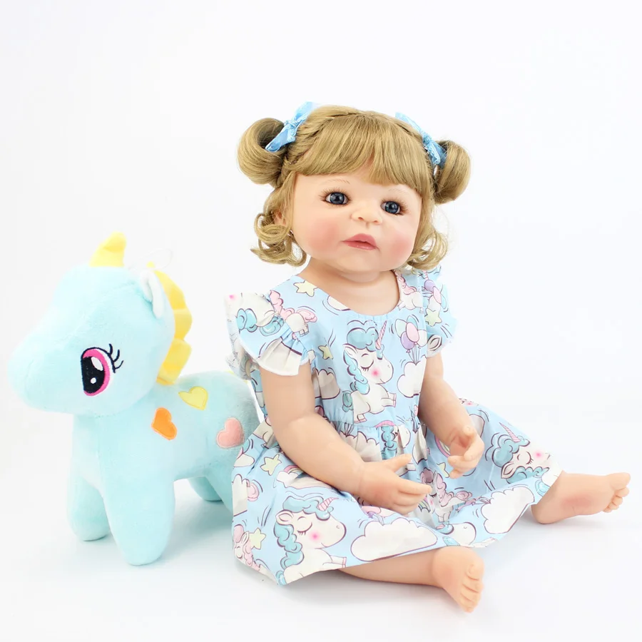 55 см полностью силиконовая кукла-Реборн, игрушка для девочки, виниловая кукла для новорожденных, блонд, принцесса, малыши, Bebe, подарок на день рождения