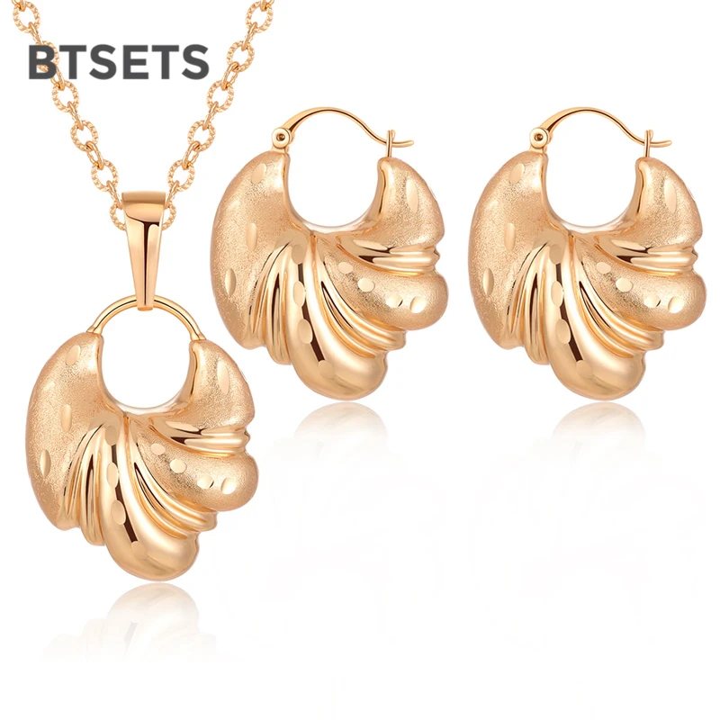 

African Fashion Jewelry Sets For Women Gold Color Nigerian Wedding Jewelry Set Bridal Flower Necklace and Earrings Set
