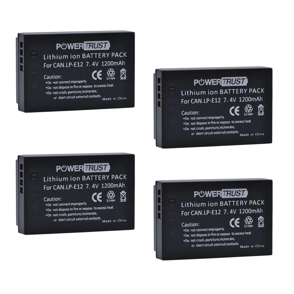

4 шт. 1200 мАч LP-E12 LP E12 LPE12 сменные батареи для камеры Canon EOS M100 EOS 100D Kiss X7 Rebel SL1 EOS M10 DSLR