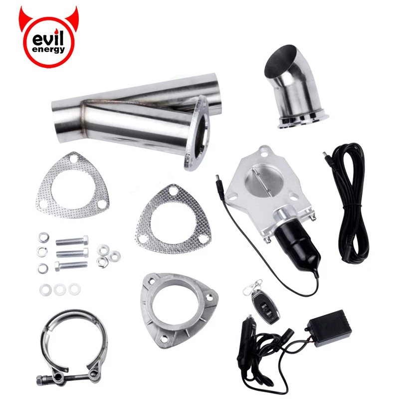 Murah Energi Jahat 2 Inch Exhaust Potongan Stainless Steel Header Y Pipa Listrik Memotong Kit dengan Remote Control Harga Energi Jahat 2 Inch Exhaust Potongan Stainless Steel Header Y Pipa Listrik Memotong Kit dengan Remote Control