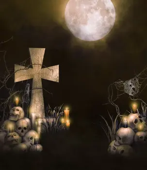 

Night Sky Halloween Graveyard Backgrounds Vinyl cloth High quality Computer printed party photo backdrop