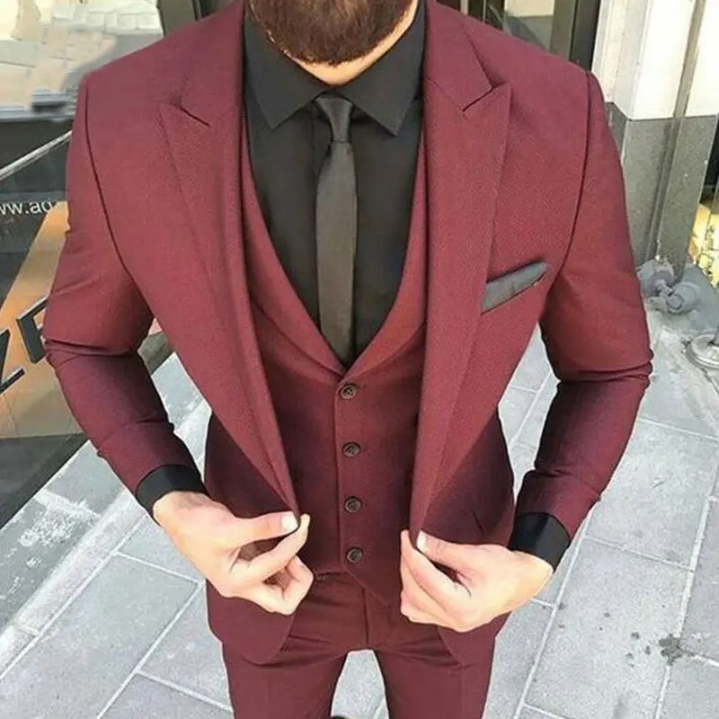 Latest Coat Pant Designs Burgundy Mens 