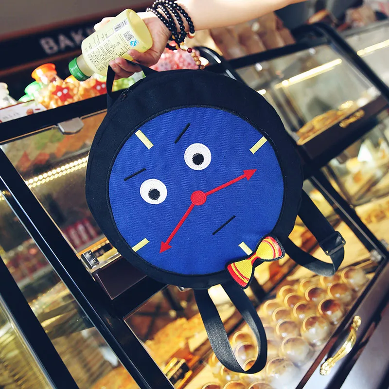 

The new ulzzang clock locomotive childlike lovely baby backpack Backpack Bag round soft sister small bag