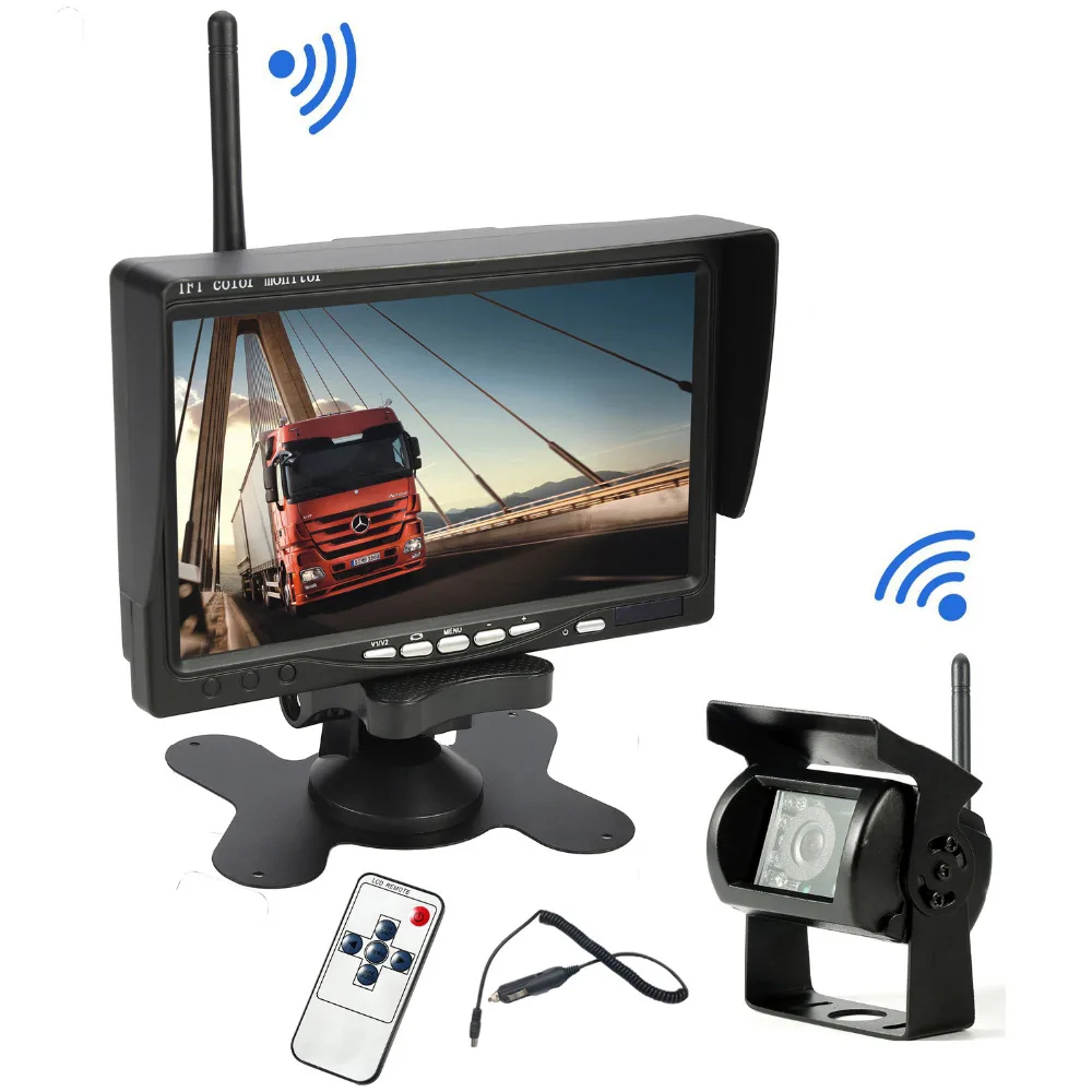12V-24V Vehicle Reversing Backup Camera 7/" HD LCD Monitor for RV Truck Trailer