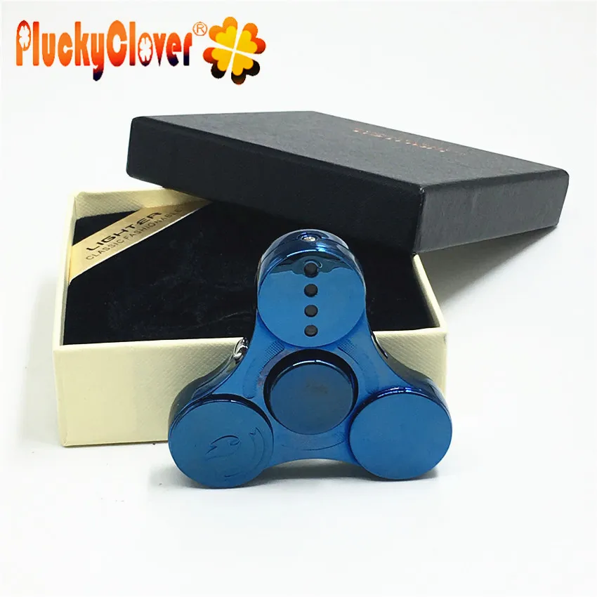 1 pc Fidget Spinners Lighter Gold Finger Metal Handspinners LED Flash
