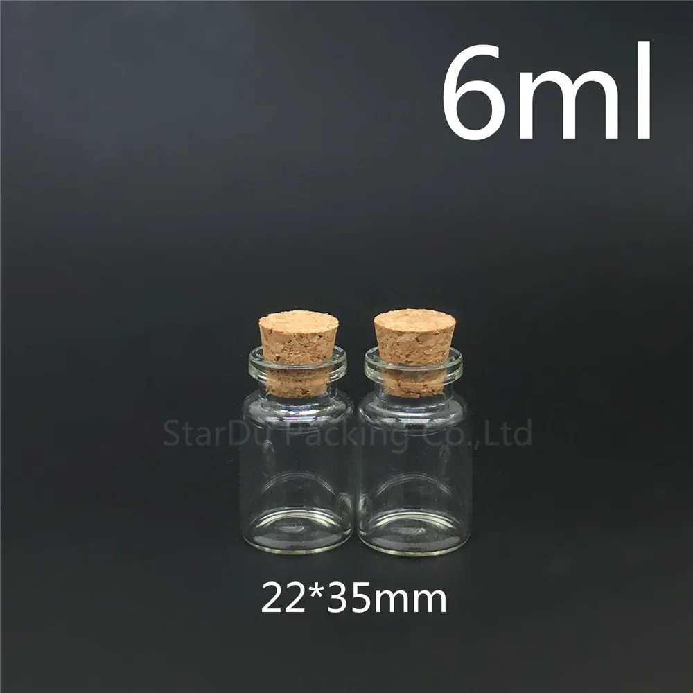 

Free Shipping 1000pcs 6ml Small Cute Mini Cork Stopper Glass Bottles Vials Jars Containers 6cc Small Wishing Bottle With Cork