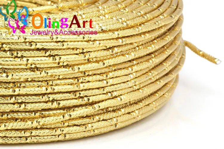 OLINGART 5M/lot 2.0mm Strip Pattern Aluminum wire gold soft craft versatile metal wire necklace DIY Handmade jewelry making