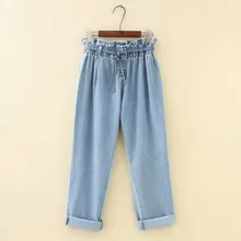 Размера плюс повседневные джинсы Весенняя женская одежда модные свободные джинсовые шаровары S6-8629