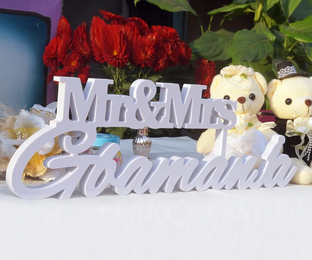 Personalized White Letter Mr and Mrs LAST NAME Wedding Custom Wedding Sign Mr & Mrs Last Name Table Sign Wedding Decor 6 tall2