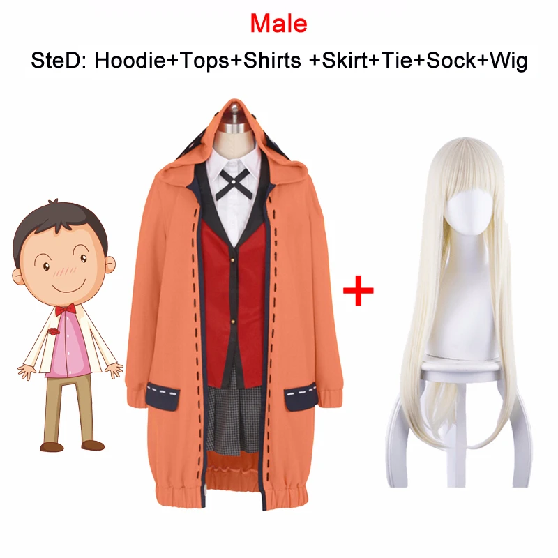 Anime Kakegurui Compulsive Gambler Yomozuki Runa Cosplay Costume Cute Rabbit Ears Hoodies Uniforms Halloween Full Set Outfits - Цвет: SetD Male