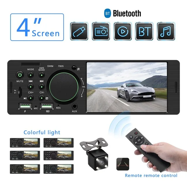 

MP5 TF/AUX/FM Handsfree Bluetooth 12V Dual USB ports Car Radio 1 Din High Power Stereo System RCA 2 channels Audio Output 4.1"