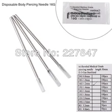 Chuse ESTÉRIL Desechable Médica Grado Agujas Piercing 16G para Ear Ombligo Nariz 10 unids/lote 41005 tatuaje PMU PMU tatuaje