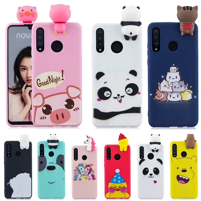 Силиконовый чехол для Huawei P30 Pro мягкий ТПУ 3D единорог свинья медведь розовый милый