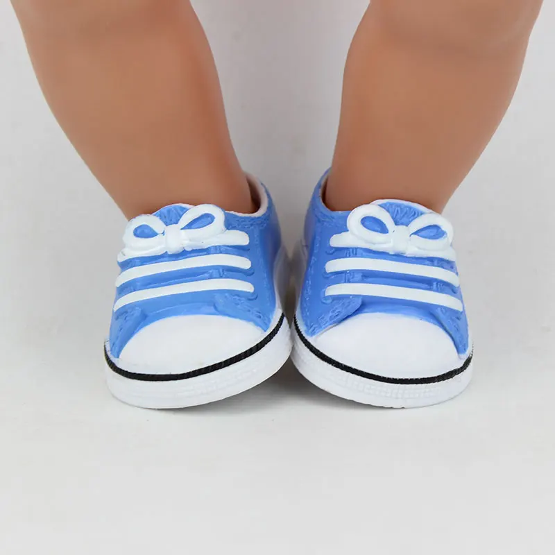 Синий и красный пластиковый кроссовок подходит для 43 см куклы, 17 дюймов куклы обувь