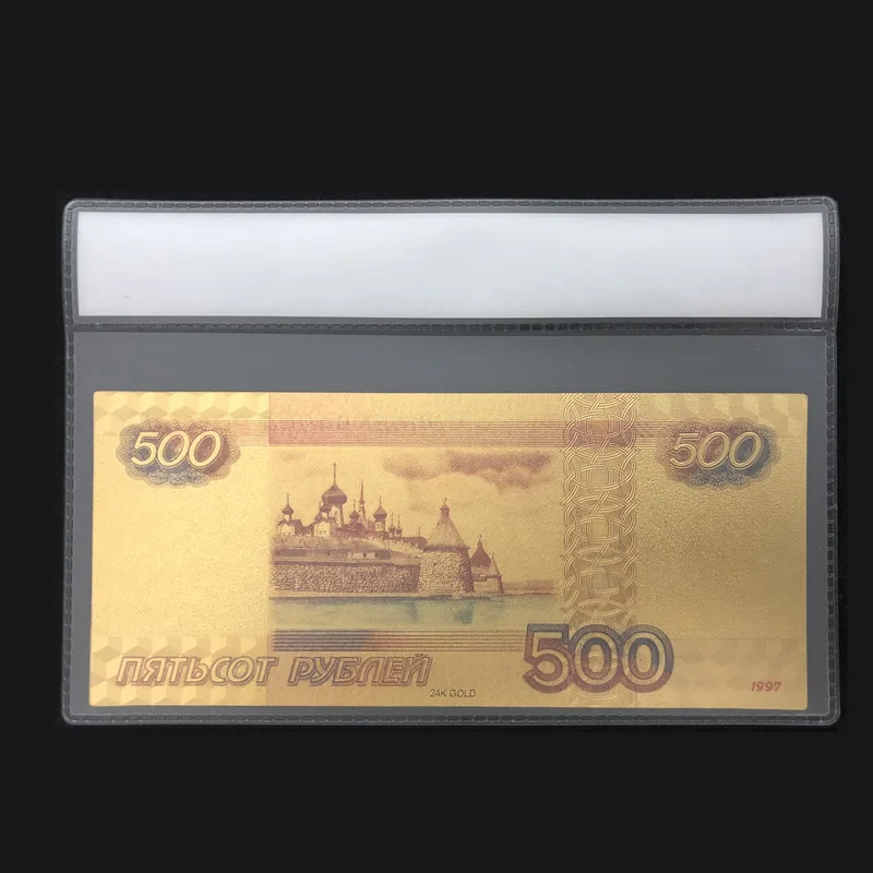 Новые продукты для Российская банкнота 500 рублей золото банкнот в покрытыем цвета чистого 24 каратного золота с рамкой COA для Бизнес коллекция