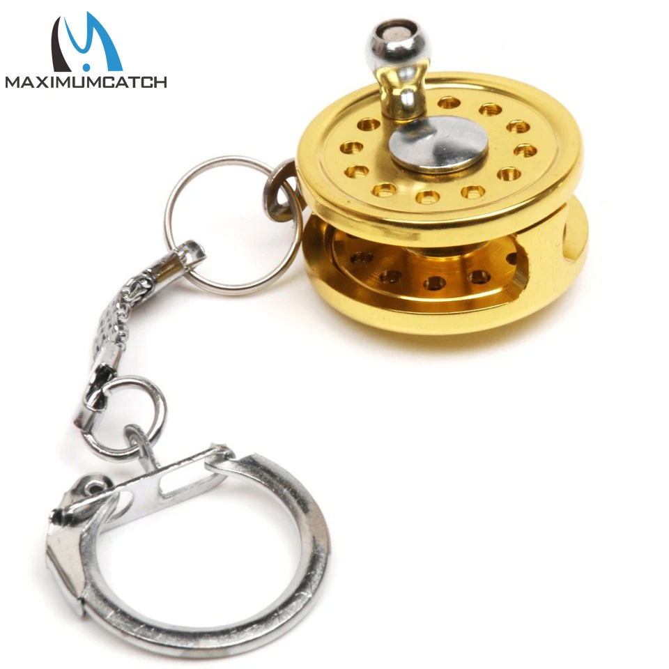 Maximumcatch 2 Pieces Ket Chain Fly Fishing Reel Golden Key Chain Metal