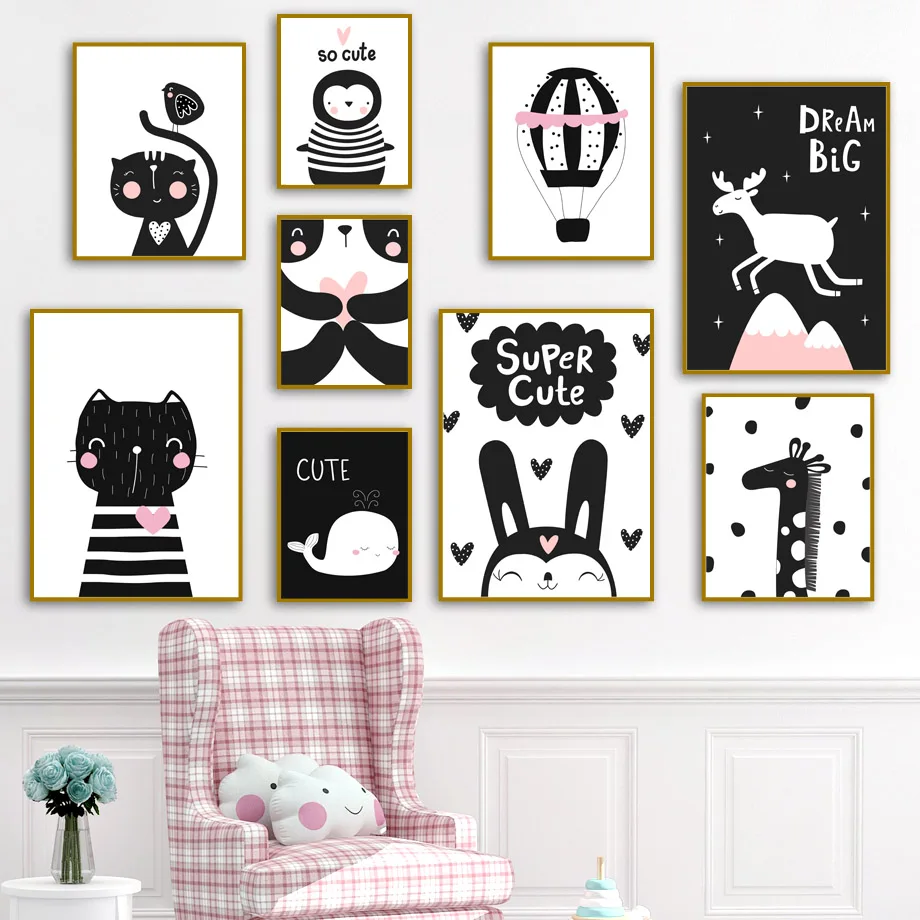 купить! Милые Животные Панда Кролик Жираф Олень Кошка Wall Art Холст Картины Nordic Плакаты И Принты Лучший!