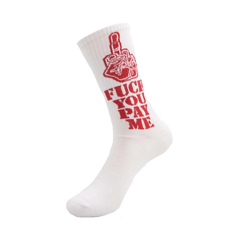Новые трендовые мужские носки Харадзюку с красными буквами забавные мужские и женские красные носки без пятки с мультяшными рисунками