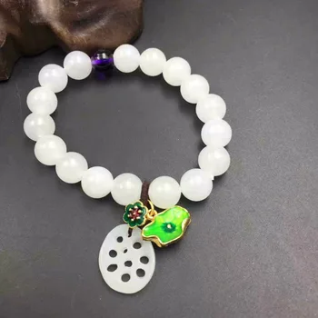 

Hetian yu 10mm beads with exquisite financial clinker enamel enamel