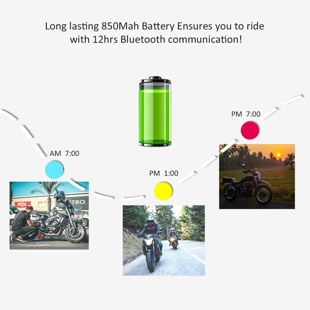 Bluetooth гарнитура для шлема 850 мАч 2 пары|Наушники шлемов| |