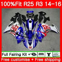 Injection Azul branco Para YAMAHA YZF R3 YZF-R3 YZF-R25 R25 14 15 16 76MC. 4 R 3 YZFR3 YZFR25 R25 R3 2014 2015 2016 Carenagens kit