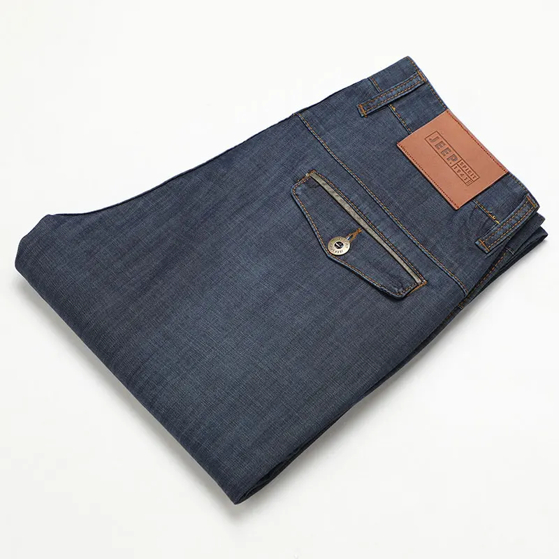 Spring Summer JEEP Brand Cotton Jeans Elastic Men's Casual Full Length Retro Jeans Cotton Pants Fashion Lightweight Trousers 44 (1)