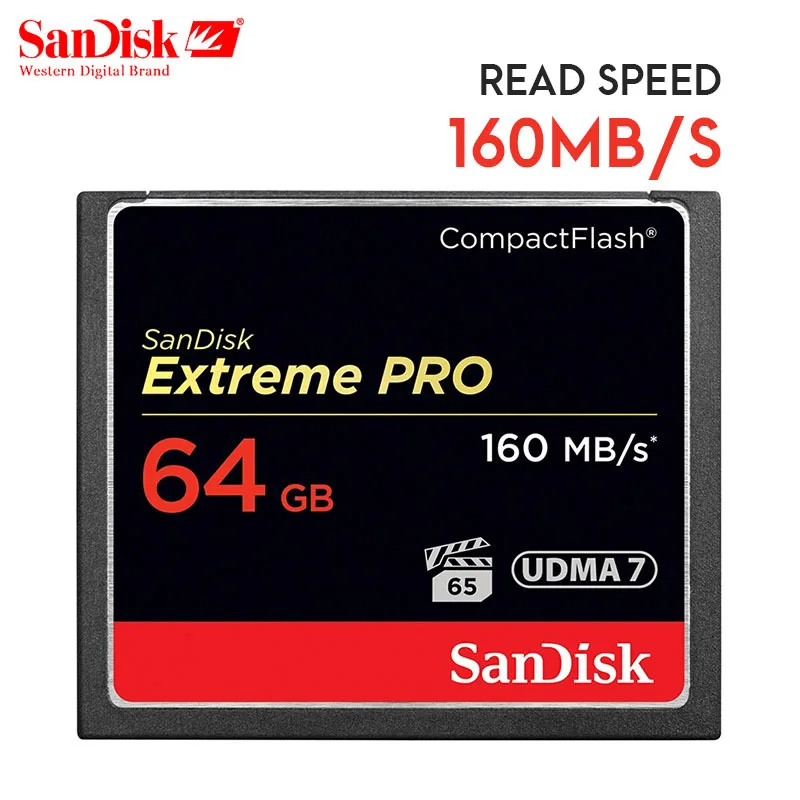 Sandisk Extreme Pro CF карт 64 Гб оперативной памяти, 32 Гб встроенной памяти, 128 Гб карта памяти Compactflash до 160 МБ/с. читать Скорость для цифровой камеры/DSLR пришел