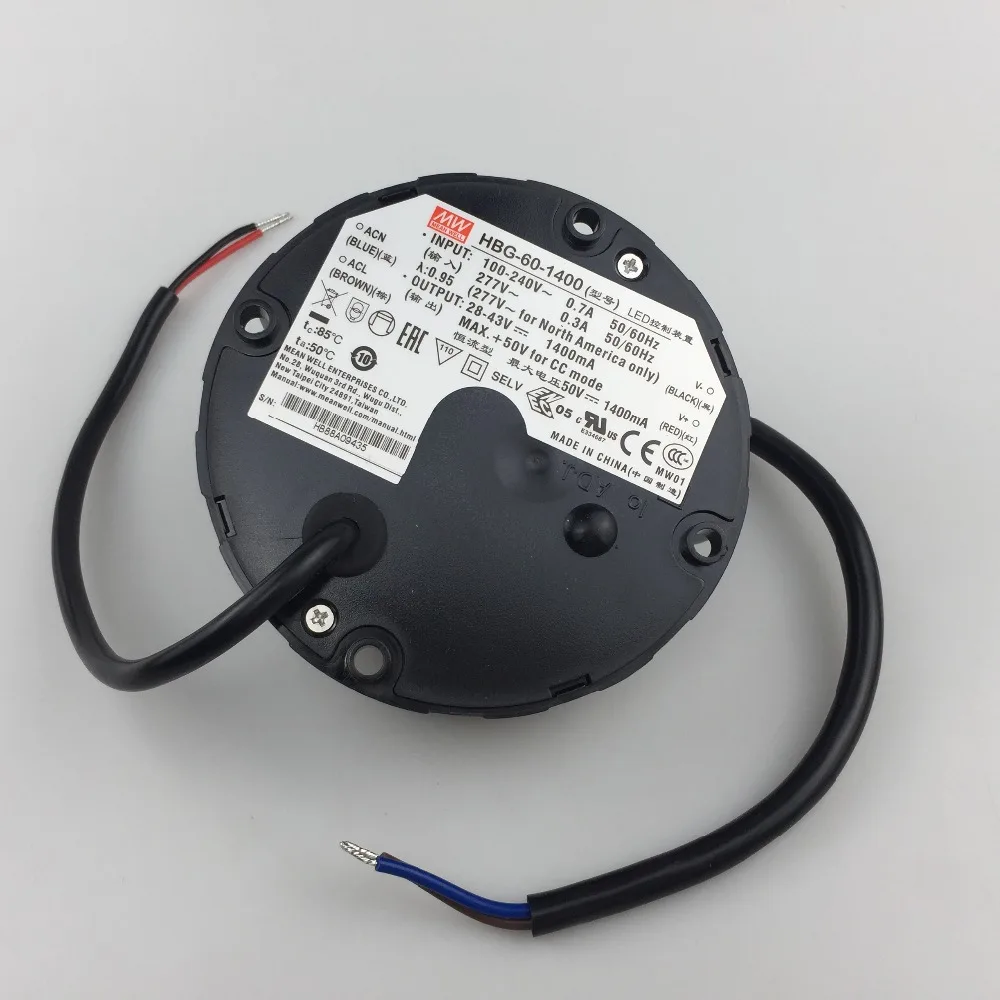 

Meanwell HBG-60-1400 Switching power supply LED driver constant current Single output 60W 1400mA for cree cxb3590