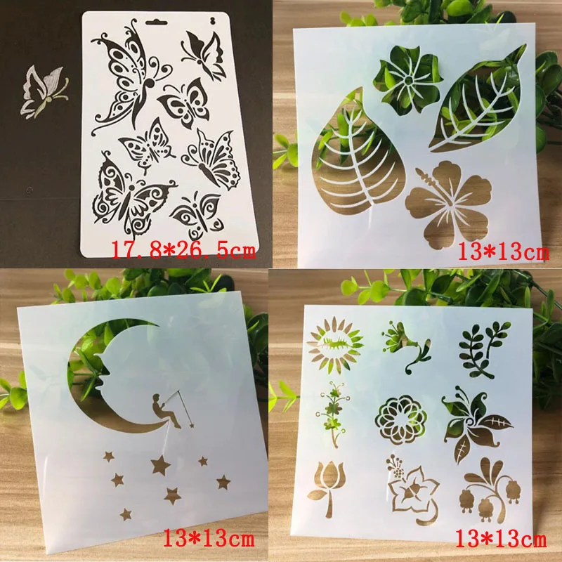 4 шт./компл. трафарет цветок лист DIY трафареты для рисования Шаблоны картина