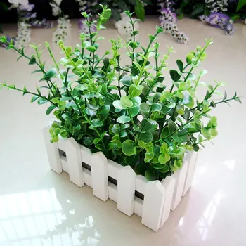 

Home decoration set bonsai wood stand pot with artificial green plant decorative plants and pots