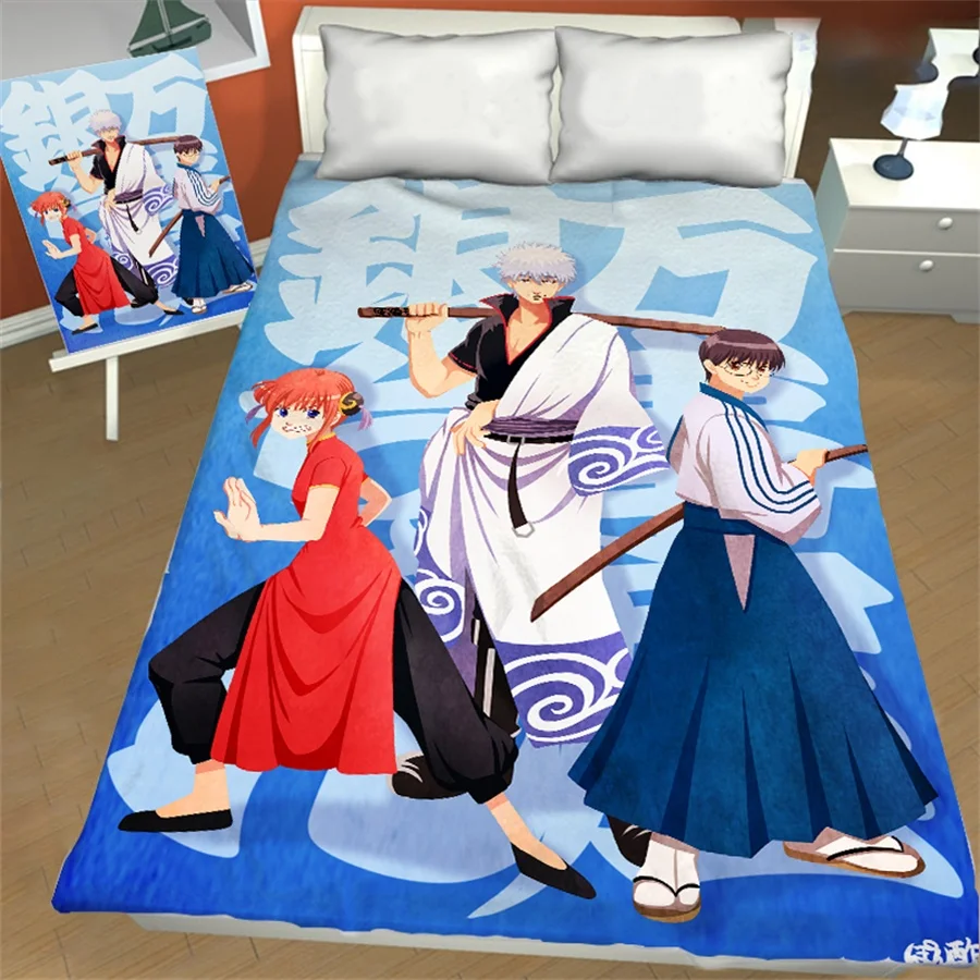 

Japanese Anime GINTAMA Kimono Ninja Flat Bed Sheets Customized for Twin Full Queen King Single Double Bed
