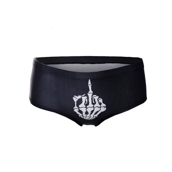 

Middle Finger Skeleton Black Hot Sexy Female Lingerie Thongs Briefs Cute Print Women Underwear Interesting Panties for Lady