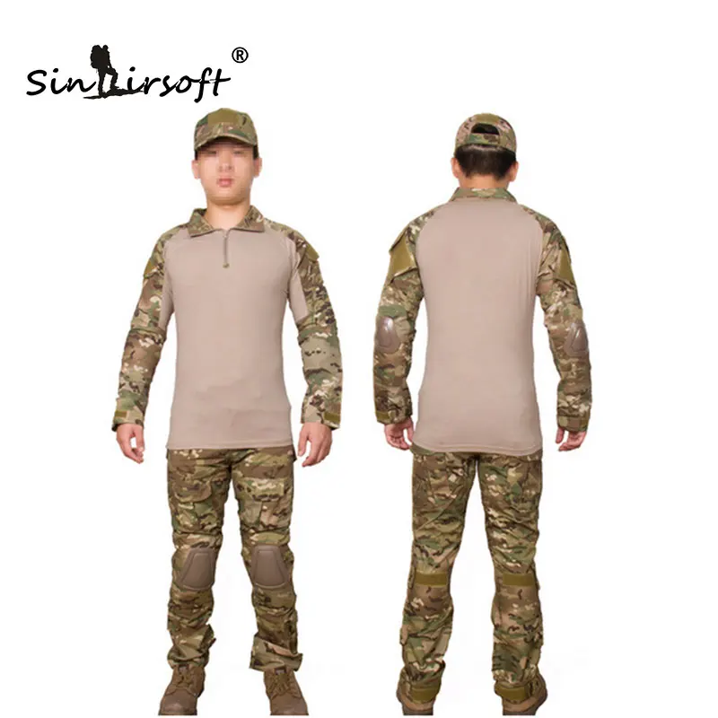 

Military Uniform Multicam Combat Shirt & Pants Combat Uniform W/ Knee&Elbow Pads Camouflage Hunting Clothes Ghillie Suit Train