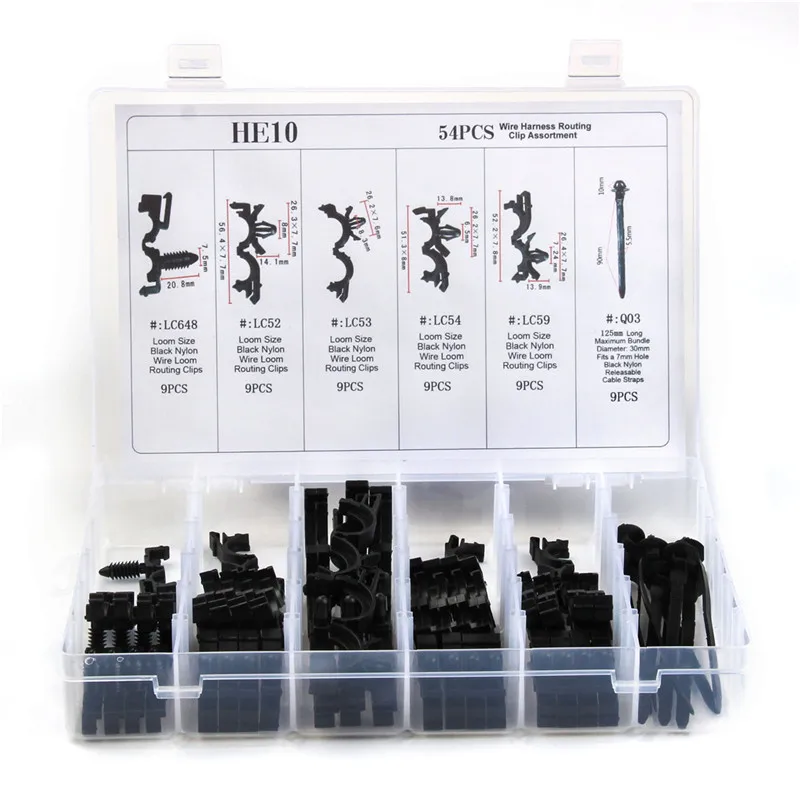 54pcs Assorted Car Rivet Retainer Screw Fastener 6sizes Clip Nail